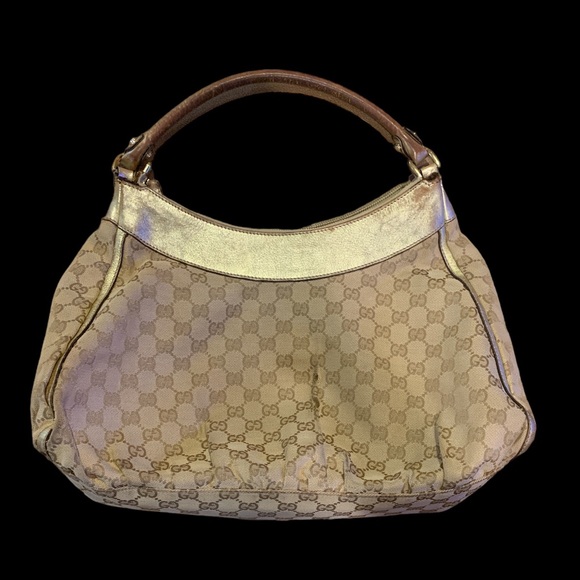 Gucci GG Canvas Abbey D-Ring Hobo Bag with Gold Trim, Authenticated with Cert - Picture 2 of 16